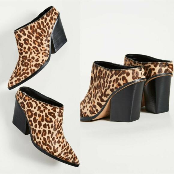 Dolce Vita Ira Leopard Calf Hair Heeled Mules - Picture 2 of 10